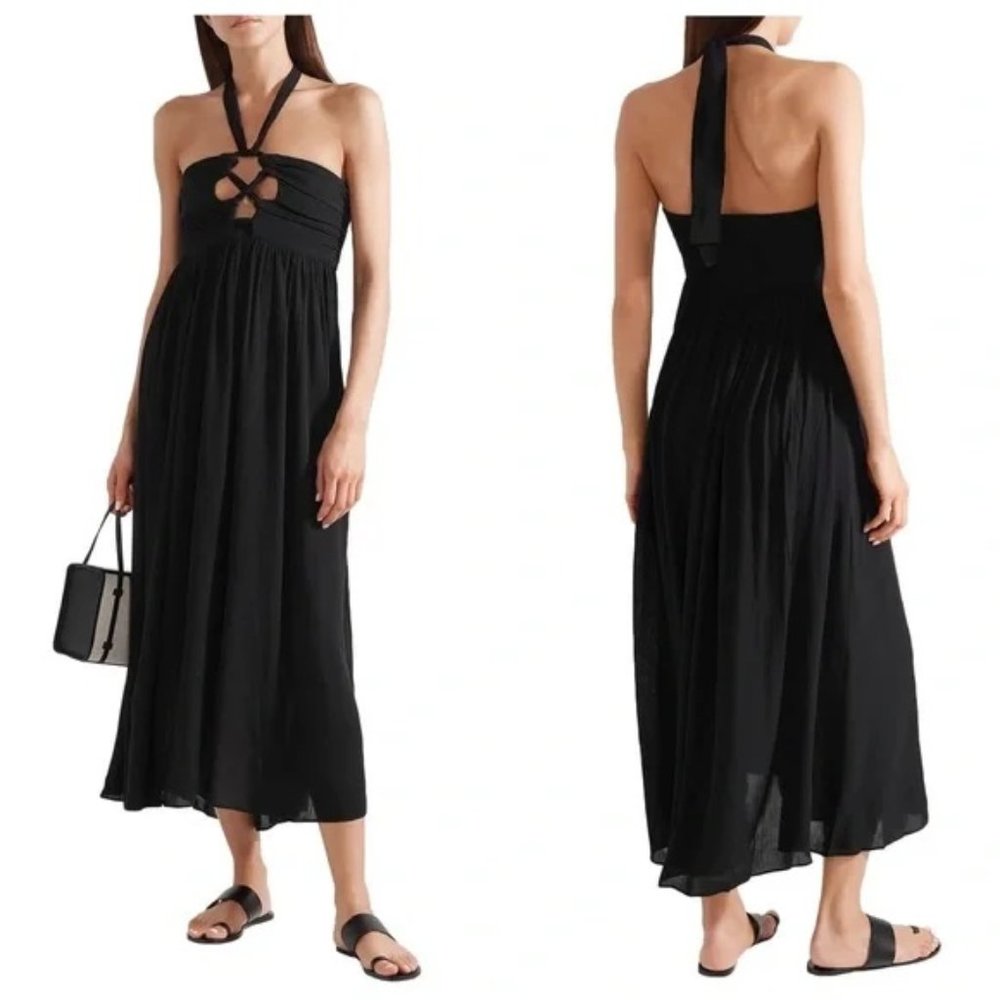 Mara Hoffman Annika Black Cutout Halter Swim Coverup Dress